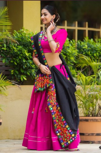 Rani Pink Gamthi Cotton Lehenga Choli